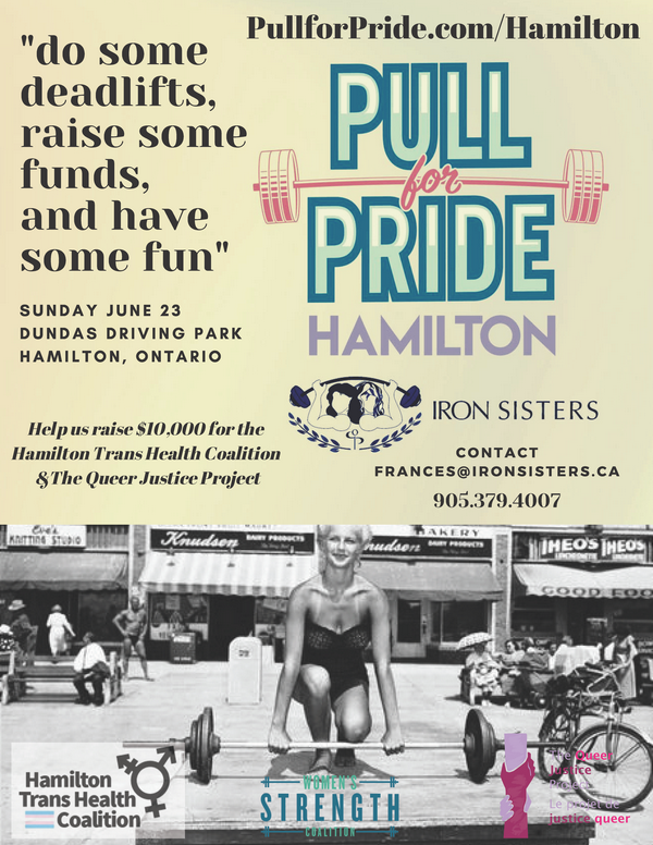 Pull for Pride Hamilton event poster, Sunday June 32rd at noon at Dundas Driving Park