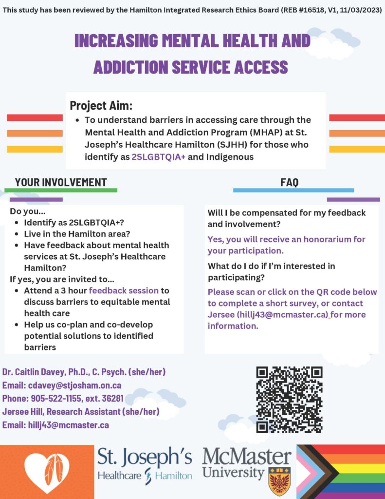 Research project recruitment poster for INCREASING MENTAL HEALTH ANDADDICTION SERVICE ACCESS